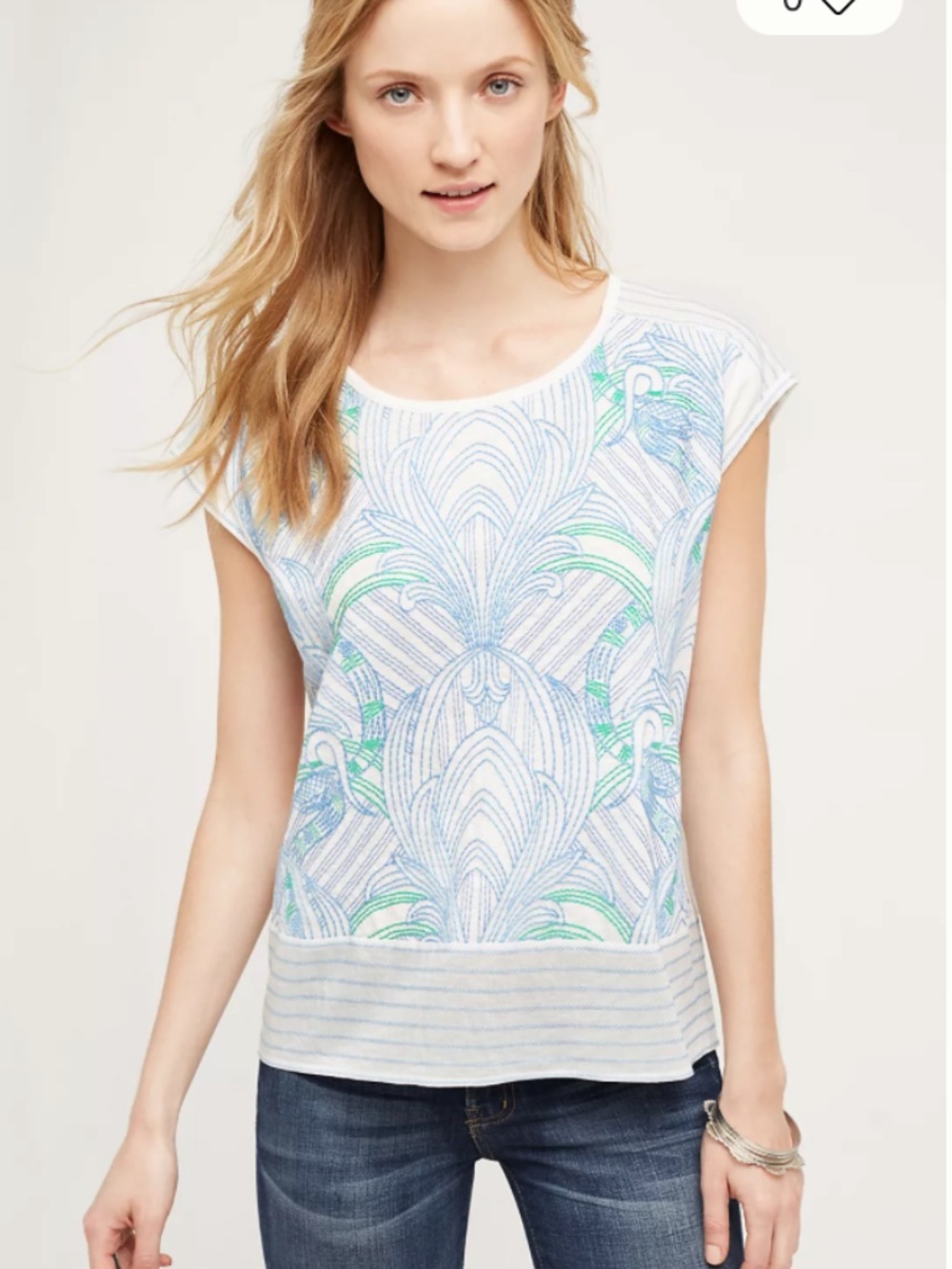 Anthropologie Akemi + Kin Embroidered Sienna Top Vacation Summer Beach Snake